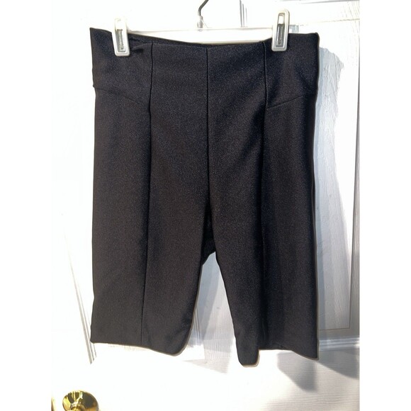 Good American Bike Shorts Womens 2 Sz M Black High Rise Solid Pull On Side Zip - Picture 8 of 8